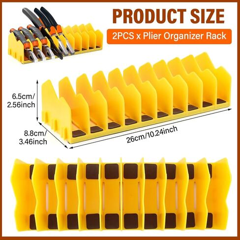 2-Pack Plier Organizer Rack, Pliers Cutters Organizer with Non-Slip Base, 20 Slots Tool Box Organizer, Keep Tools Organized in Drawers(COLOR:yellow) in Saudi Arabia