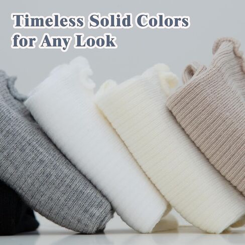 SSF&TUYS Women's Ruffle Ankle Socks – 6 Pairs Soft Cotton, Cute Frilly Trim, Breathable and Comfy for Everyday Wear in Saudi Arabia