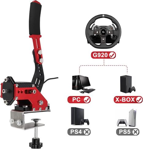 ترقية فرملة اليد USB 2 في 1 64 بت لـ G920 المتوافقة مع نظام Xbox/Xbox series S/Xbox series X + PC لألعاب السباق المحاكاة مع مستشعر القاعة غير المتصل (أسود + أحمر) in Kuwait