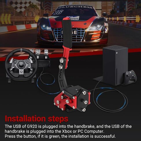 ترقية فرملة اليد USB 2 في 1 64 بت لـ G920 المتوافقة مع نظام Xbox/Xbox series S/Xbox series X + PC لألعاب السباق المحاكاة مع مستشعر القاعة غير المتصل (أسود + أحمر) in Kuwait