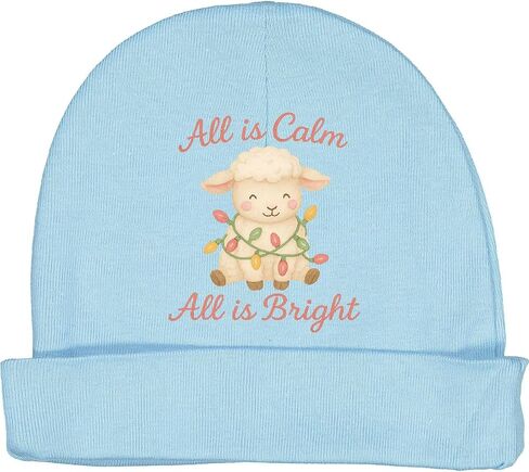 inktastic All is Calm All is Bright Cute Sheep Christmas Baby Beanie Hat in Saudi Arabia