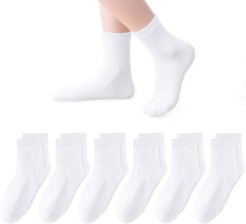 VEKDA 6 Pairs Kids Socks Boys Girls Crew Socks for School Uniform Cotton Seamless Toe Sock in Kuwait