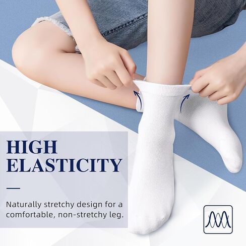 VEKDA 6 Pairs Kids Socks Boys Girls Crew Socks for School Uniform Cotton Seamless Toe Sock in Kuwait