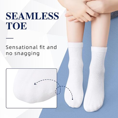 VEKDA 6 Pairs Kids Socks Boys Girls Crew Socks for School Uniform Cotton Seamless Toe Sock in Kuwait