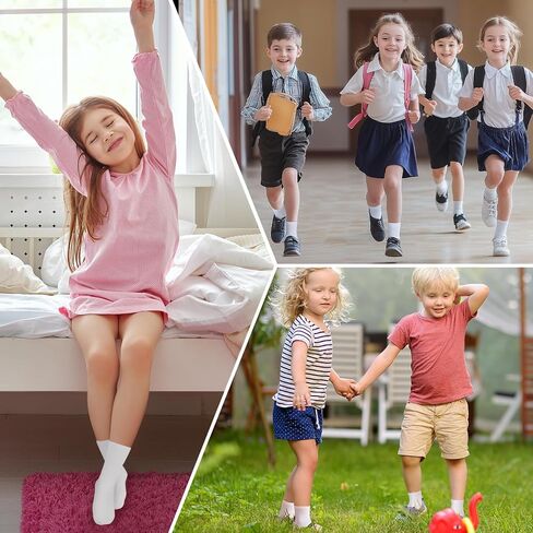 VEKDA 6 Pairs Kids Socks Boys Girls Crew Socks for School Uniform Cotton Seamless Toe Sock in Kuwait