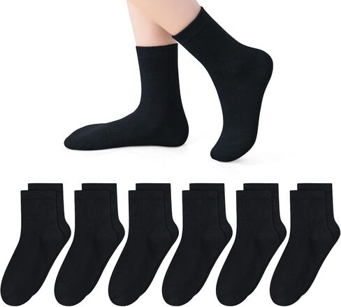 VEKDA 6 Pairs Kids Socks Boys Girls Crew Socks for School Uniform Cotton Seamless Toe Sock in Kuwait