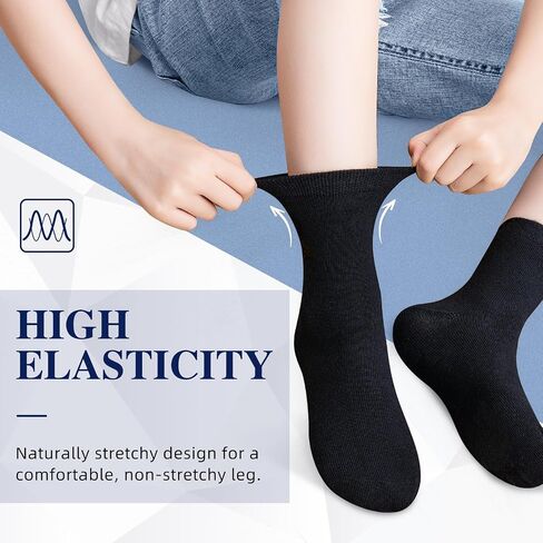 VEKDA 6 Pairs Kids Socks Boys Girls Crew Socks for School Uniform Cotton Seamless Toe Sock in Kuwait