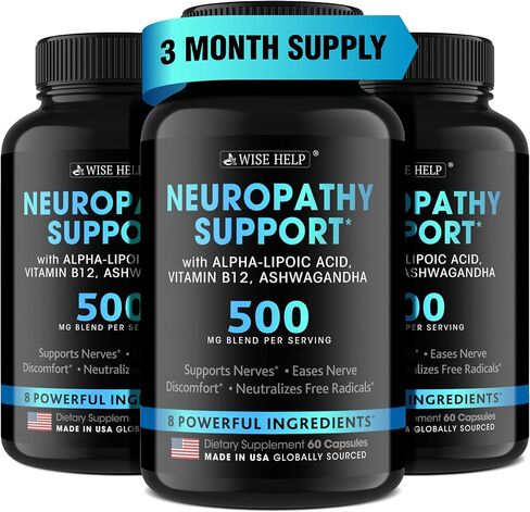 Neuropathy Support Natural Nerve Discomfort Relief - Made in USA - Nerve Antioxidant for Trigeminal Neuralgia, Diabetic & Peripheral Neuropathy - Hands, Neck, Feet & Toes Treatment Formula - Pack of 2 in Kuwait