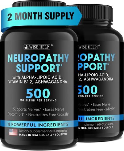 Neuropathy Support Natural Nerve Discomfort Relief - Made in USA - Nerve Antioxidant for Trigeminal Neuralgia, Diabetic & Peripheral Neuropathy - Hands, Neck, Feet & Toes Treatment Formula - Pack of 2 in Kuwait