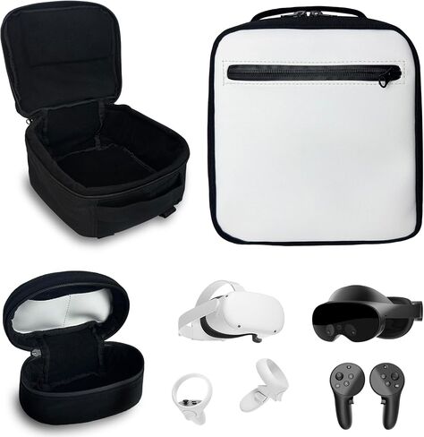 Virtual Reality Headset Case - 1000D Nylon Carry Case for Apple Vision Pro Meta Quest VR Headset Earphone Accessory Storage Bag (White) in Saudi Arabia