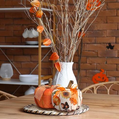 chunful 6pcs Fall Fabric Pumpkins للتزيين ، 4INCH الخريف ديكور اليقطين الاصطناعي للمنزل ، طاولة درج الشكر المركزية المزرعة الحصاد المطبخ الديكور ، 6 أنماط in Saudi Arabia