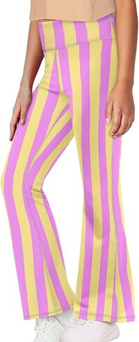 Kids Cute Print Summer Athletic Soft Outfits Yoga Pants for Girls Bell Bottom Flare Leggings High Waist Trouser in Saudi Arabia