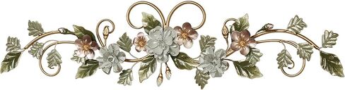 Touch of Class Flowering Charm Metal Wall Topper - Metal - Pink, Gray, Green, Taupe, Gold - Flowers Sculpture for Bedroom, Bathroom, Living Room, Dining Room, Office, Entryway, Foyer in Saudi Arabia