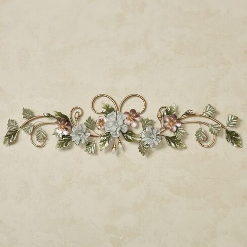 Touch of Class Flowering Charm Metal Wall Topper - Metal - Pink, Gray, Green, Taupe, Gold - Flowers Sculpture for Bedroom, Bathroom, Living Room, Dining Room, Office, Entryway, Foyer in Saudi Arabia