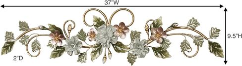 Touch of Class Flowering Charm Metal Wall Topper - Metal - Pink, Gray, Green, Taupe, Gold - Flowers Sculpture for Bedroom, Bathroom, Living Room, Dining Room, Office, Entryway, Foyer in Saudi Arabia