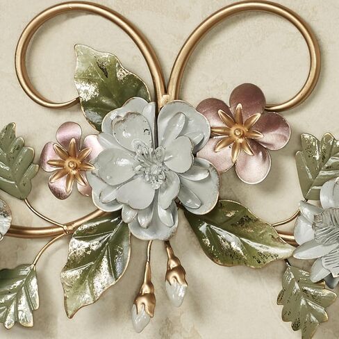 Touch of Class Flowering Charm Metal Wall Topper - Metal - Pink, Gray, Green, Taupe, Gold - Flowers Sculpture for Bedroom, Bathroom, Living Room, Dining Room, Office, Entryway, Foyer in Saudi Arabia