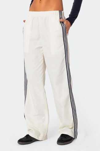 Seyurigaoka Women Side Striped Pants Wide Leg Stretchy Track Pants Elastic Waisted Striped Sweatpants in Saudi Arabia