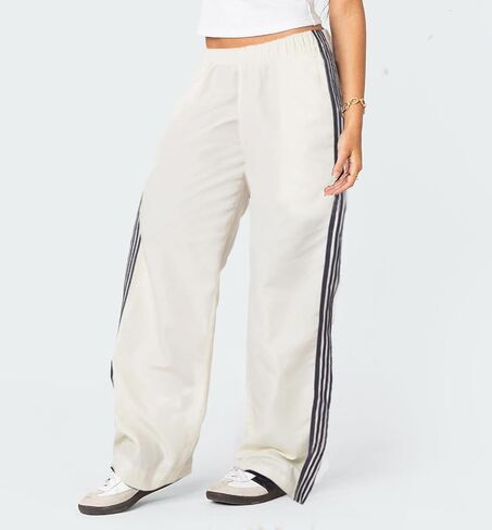 Seyurigaoka Women Side Striped Pants Wide Leg Stretchy Track Pants Elastic Waisted Striped Sweatpants in Saudi Arabia