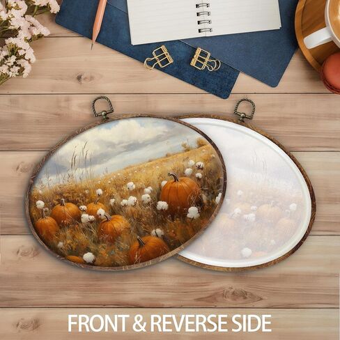 KTYHD Vintage Fall Pumpkin Oval Wall Art Decor,Vintage Rustic Pumpkin Maple Leaf Oval Canvas Wall Art,Fall Decorations for Home, Autumn Still Life Apple Maple Leaf Pictures Framed Decor Home Décor Products in Saudi Arabia