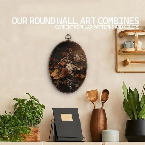 KTYHD Vintage Fall Pumpkin Oval Wall Art Decor,Vintage Rustic Pumpkin Maple Leaf Oval Canvas Wall Art,Fall Decorations for Home, Autumn Still Life Apple Maple Leaf Pictures Framed Decor Home Décor Products in Saudi Arabia