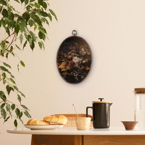 KTYHD Vintage Fall Pumpkin Oval Wall Art Decor,Vintage Rustic Pumpkin Maple Leaf Oval Canvas Wall Art,Fall Decorations for Home, Autumn Still Life Apple Maple Leaf Pictures Framed Decor Home Décor Products in Saudi Arabia