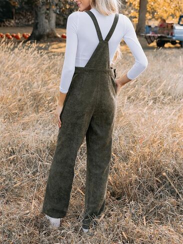 CUPSHE Women's Corduroy Fall Overall Jumpsuits Self Tie Strap Slanted Front Pockets Side Buttons Wide Leg Casual Rompers in Saudi Arabia
