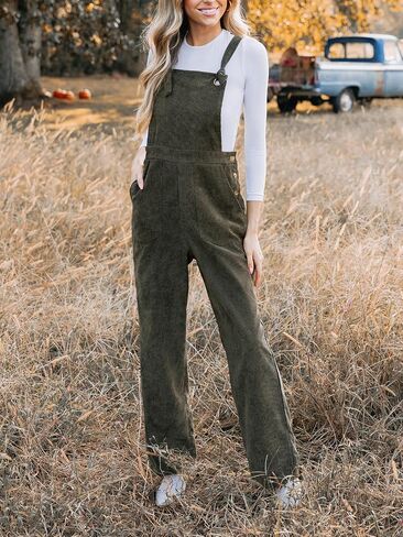 CUPSHE Women's Corduroy Fall Overall Jumpsuits Self Tie Strap Slanted Front Pockets Side Buttons Wide Leg Casual Rompers in Saudi Arabia