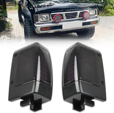 Front Parking Corner Side Marker Light Housing Compatible with Nissan D21 1990-1994, [DOT] Turn Signal Marker Light Cover [No Bulbs], Replace OEM #B611001G02, B611501G02, Smoked Lens in Saudi Arabia