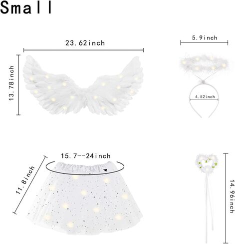 4pcs قادت زي الملاك للفتيات في سن المراهقة البالغين الهالوين أجنحة hola wand tutu التنورة الحزب لباس الملابس in Kuwait