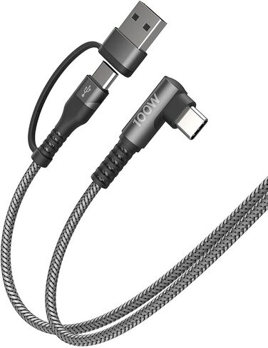 100W High Speed USB C Charger Cable Right Angle, [2Pack 4ft] USB C to USB C Cable, 90 Degree Type C Braided Charging Cord for iPhone 15,Samsung Galaxy UItra S23,MacBook Pro/Air,iPad Pro/Air 4,Pixel in Saudi Arabia