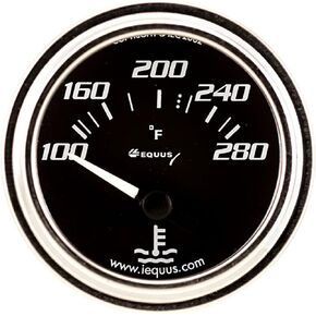 Equus 7262 2-1/16" Electric Water Temperature Gauge, Chrome with Black Dial