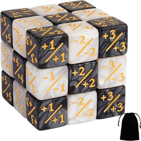 24 Pieces MTG Dice Counter Magic The Gathering Counters +1/+1 Life Tokens Negative Plus One Dice Set for MTG, TCG, Card Games Accessories