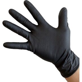 KingSeal UltraBlack-3D Nitrile Exam Gloves, Medical Grade, 6 MIL, Diamond-Texture Grip, Various Sizes and Packs (100 Count)