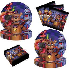 40Packs Five Nights Party Supplies Party Supplies include 20 plates, 20 napkins for the Five Nights Party Supplies birthday party decoration