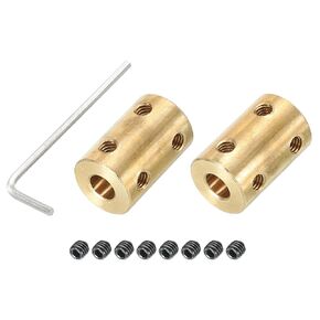 PATIKIL Shaft Coupler Connector L22 x D14 7mm to 8mm Bore Rigid Coupling Brass Shaft Joint w Screw,Wrench for 3D Printers Gold 2Pack