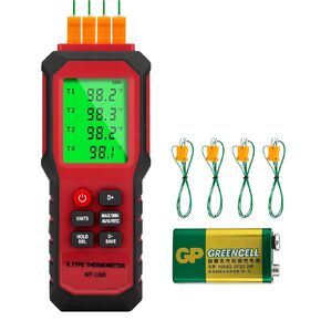 YZT Meter 4-Channel K-Type Temperature Thermometer Measurement Range- 328℉~2501℉,Temperature Data Logger Comes with 4 PCS Thermocouple Probe Sensor