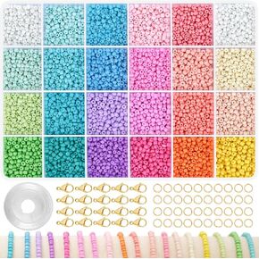 3mm Seed Beads for Jewelry Bracelet Making Kit 24 Colors Bracelet Making Kit for Girls Adults Friendship Bracelet Kit for Jewelry Making