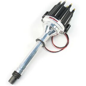 Pertronix D200810 Flame-Thrower Black Cap Male Plug and Play Black Cap Male Marine Billet Electronic Distributor with Ignitor II Technology with Black Cap Male for Chevrolet Small Block/Big Block