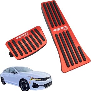 for Kia K5 2021 2022 2023 Accessories Aluminum Alloy Pedal Covers Anti-Slip Auto No Drilling Aluminum Gas Car Brake Cover (Red)