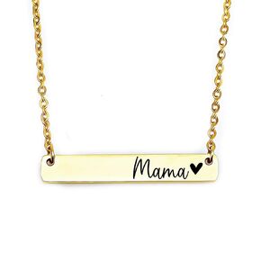 Mama Bar Necklace Christmas Birthday Gift Mama From Kids New Mama Newborn Gift FBA-FAMILY-BAR-NECK (Gold, Mama)