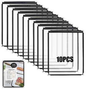 10 Pack Menu Covers 8.5 x 11 Inch, Single Page Menu Holders Double Clear View, Book Style Restaurant Menu Sleeves for Restaurant Supplies, Kitchen, Drink, Wine Menu