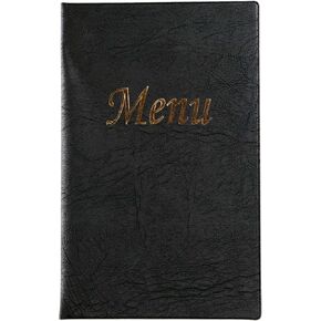 Black Menu Cover, Elegant Restaurant and Bar Textured Double-Sided, 2 Protective Clear Insert Covers, Holder Faux Leather, Vertical Orientation, 8.5 x 11 Inches, Black, 24 Pack in Kuwait