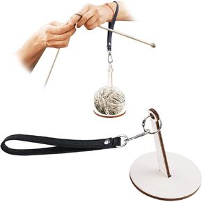 Portable Wrist Yarn Holder, Wrist Yarn Ball Holder Stand Wood Mini Minder Yarn Holder with Wrist Strap Wooden Crochet Yarn Organizer Prevents Tangling & Misalignment for Knitting Supplies