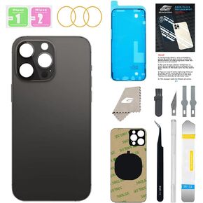 Back Glass Replacement for iPhone 14 Pro with Repir Tools, Big Hole Rear Back Cover Glass Replacement All Carriers with Pre-Installed Adhesive and Repairing Tool Kits (Deep Purple)
