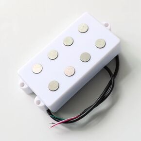 4 String Electric Bass Pickup - Soapbar Alnico 5 Magnet - 14.5K Resistance - White
