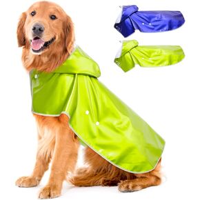 Waterproof Dog Raincoat, Reflective Dog Rain Jacket Coat with Transparent Brim Hood, Adjustable Lightweight Puppy Poncho Slicker S M L XL (Small, Blue