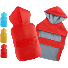 Dog Raincoat Poncho Dog Rain Jacket Double Layer Winter Warm Waterproof Cotton Lining Hooded Leash Hole Adjustable Pet Rain Suit Puppy Small Dogs Cats,Yellow,XS