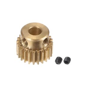 uxcell Pinion Gear Set, Brass Motor Rack Straight Spur Gear with Step, 0.5 Mod 24T 4mm Bore 13mm Outer Dia, M3 Set Screws Included