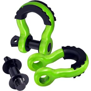 ORCISH 2PK D Ring Shackle, 42,000lb Break Strength, D Ring Shackles 3/4 inch with Black Isolator Washer and 7/8" Screw Pin, Tow Shackles, Soft Shackle Kit for Off-Road Jeep Truck Vehicle Recovery