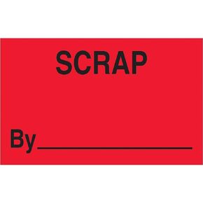 Discount Tag & Label "Scrap by" Labels/Stickers, 1 1/4" x 2", Fluorescent Red, 500 Labels Per Roll (1 Roll)